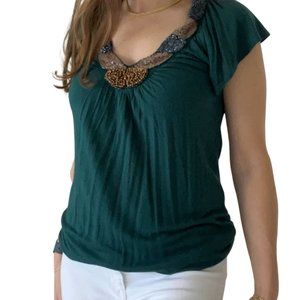 Women's smart casual detail V neck Shirt- Small